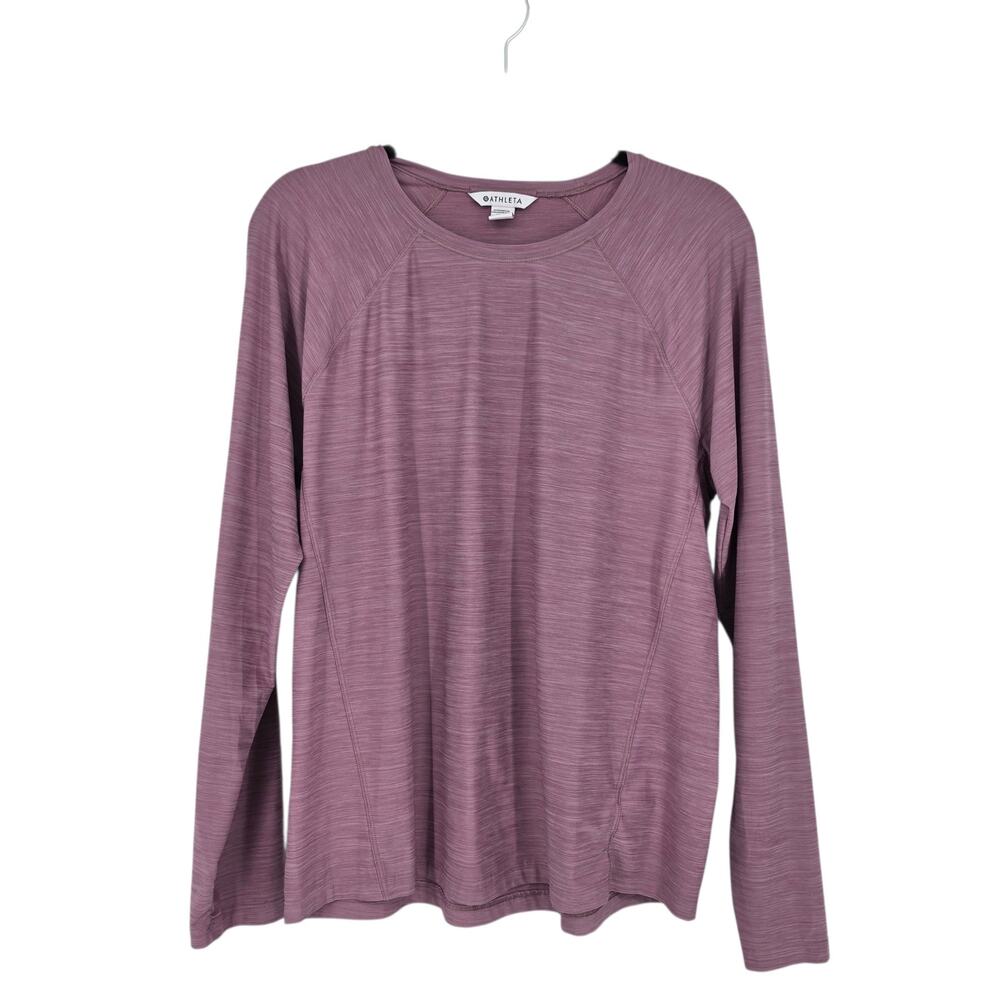 Athleta Sugarplum Purple Ultimate Textured Train Crewneck Long Sleeve Top Size L